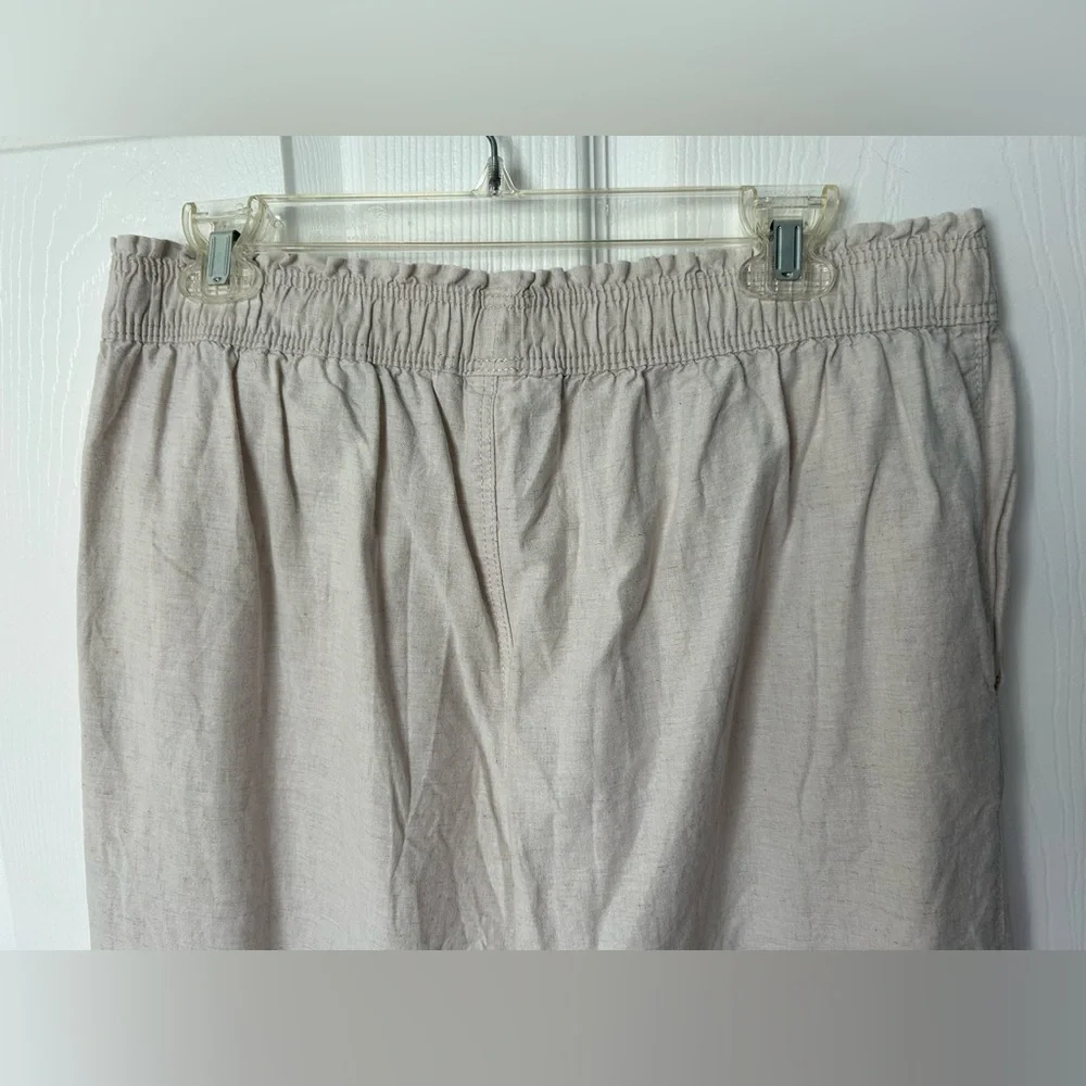 H&M Beige/Cream Pull On High Waisted Wide Leg Linen Blend Pant Size Large